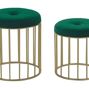 Set di 2 pouf colore verde scuro LUBBOCK