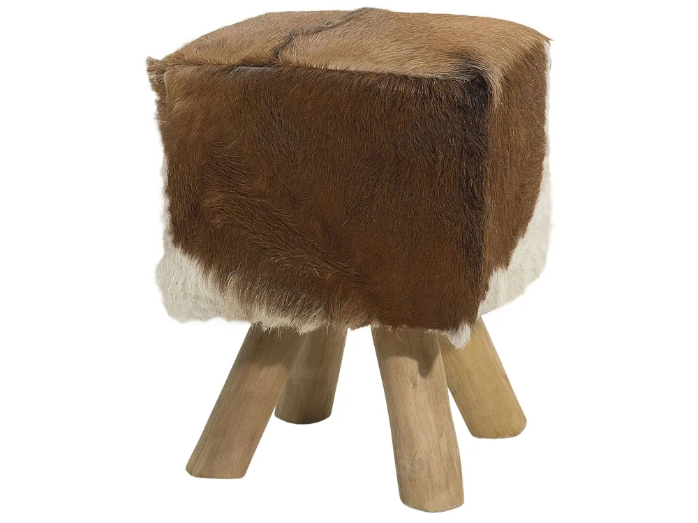 Sgabello poggiapiedi ottomano legno motivo muccato DALTON