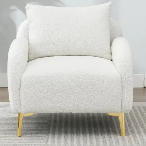 Poltrona moderna Teddy velluto singolo, poltrona lounge con cuscino, poltrona divano singolo, poltrona con gambe metallo d...