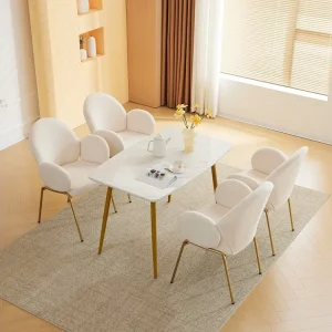 4 sedie, sedie da pranzo, sedie da salotto tessuto, poltrone, poltrone per divano singolo, gambe metallo, poltrone vanity
