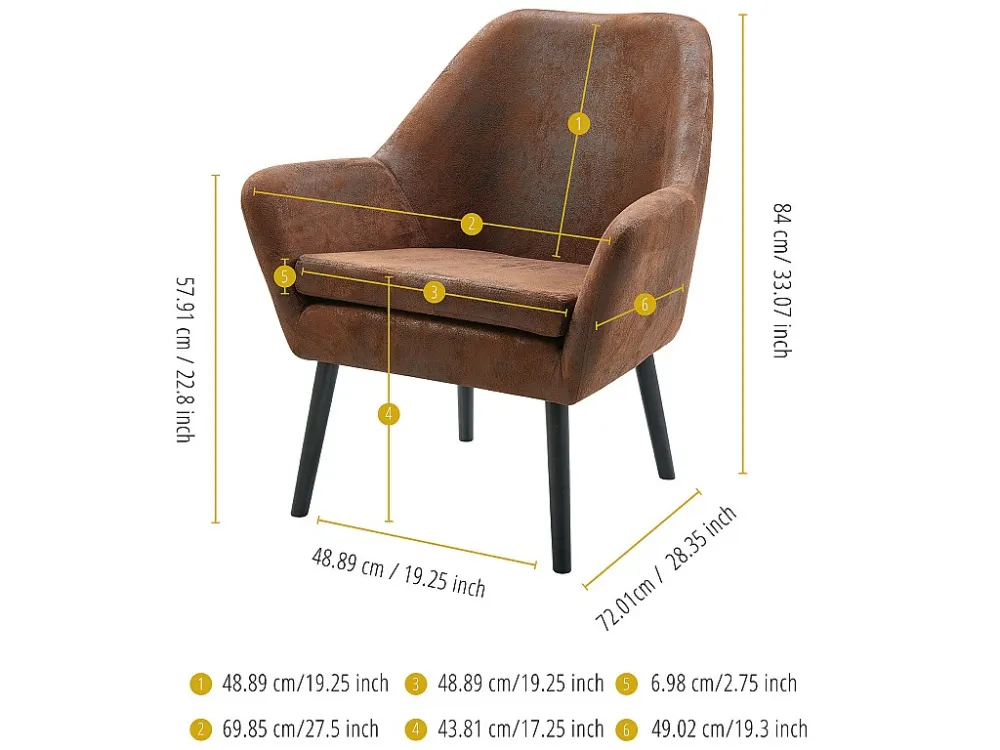 Teamson Home 'Divano' Poltrona Tessuto Marrone Stile Mezzo Secolo VNF-00033AF-EU