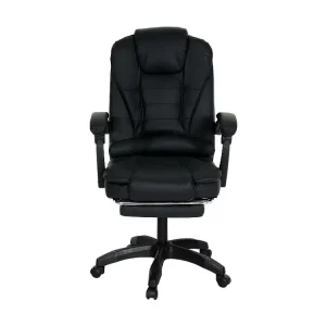 Poltrona sedia ufficio girevole regolabile con poggiapiedi estraibile MCW-M80 ecopelle nero