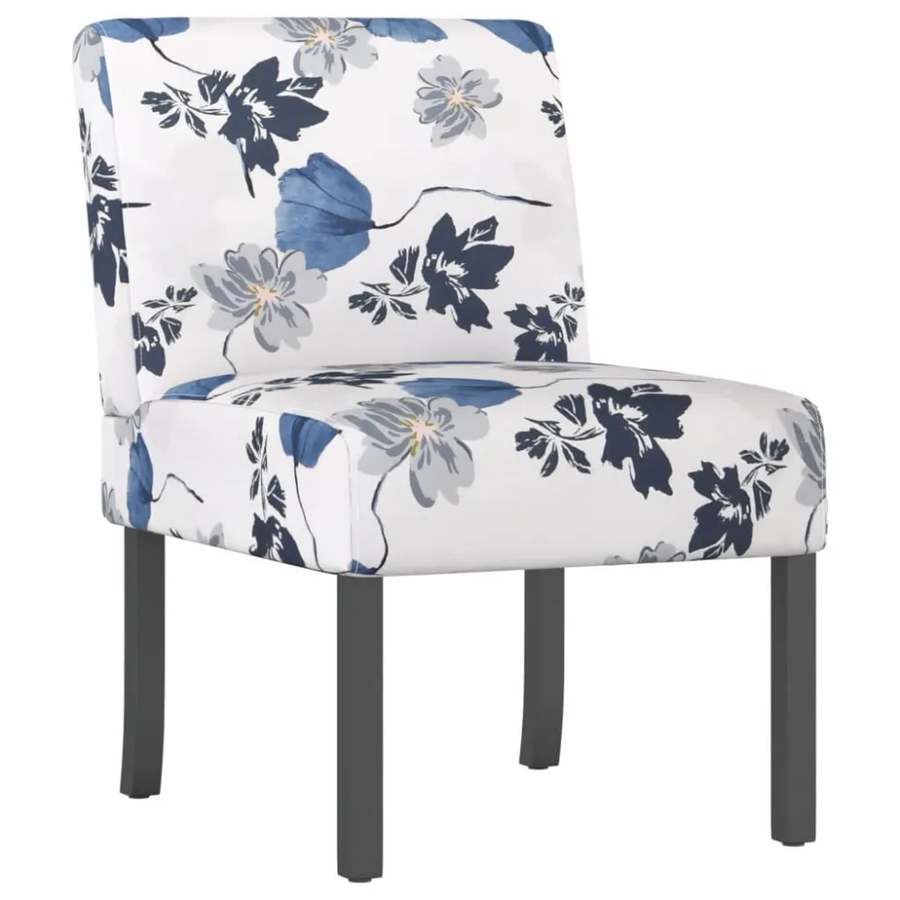 Sedia Pantofola Tessuto Fiori Blu