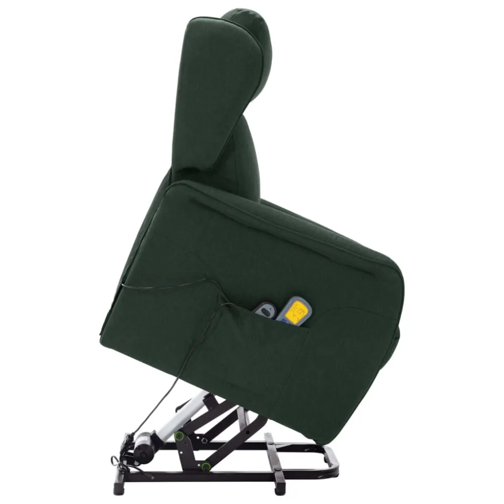Poltrona Alzapersona Massaggiante Verde Scuro Tessuto