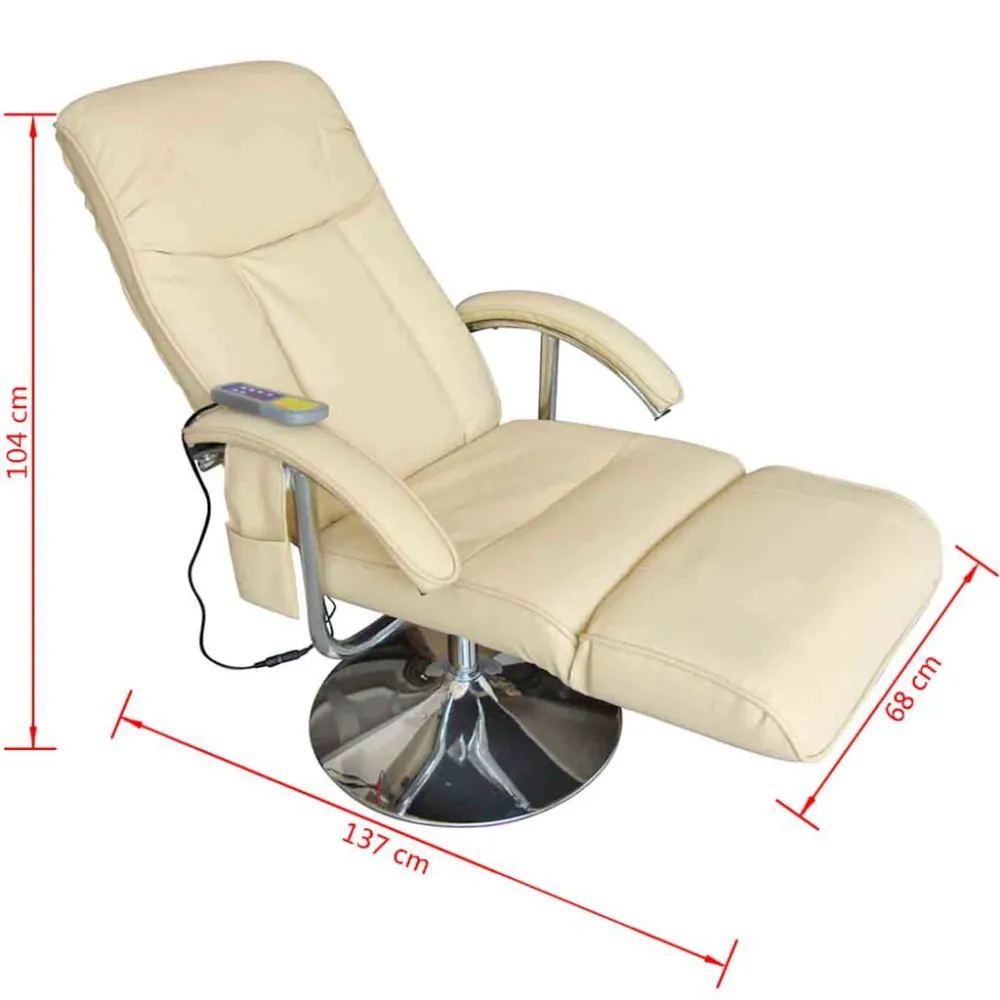Poltrona Massaggiante Bianco Crema Similpelle