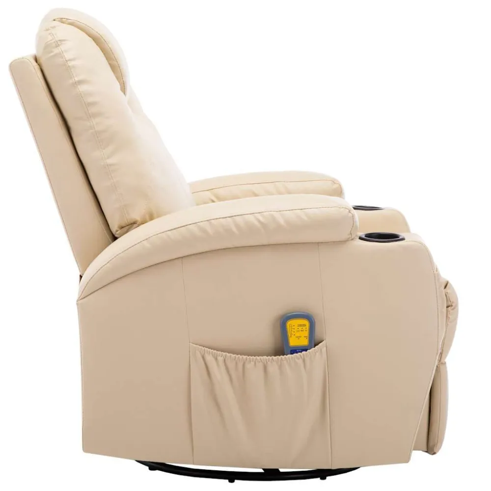 Poltrona Massaggiante Dondolo Crema Similpelle