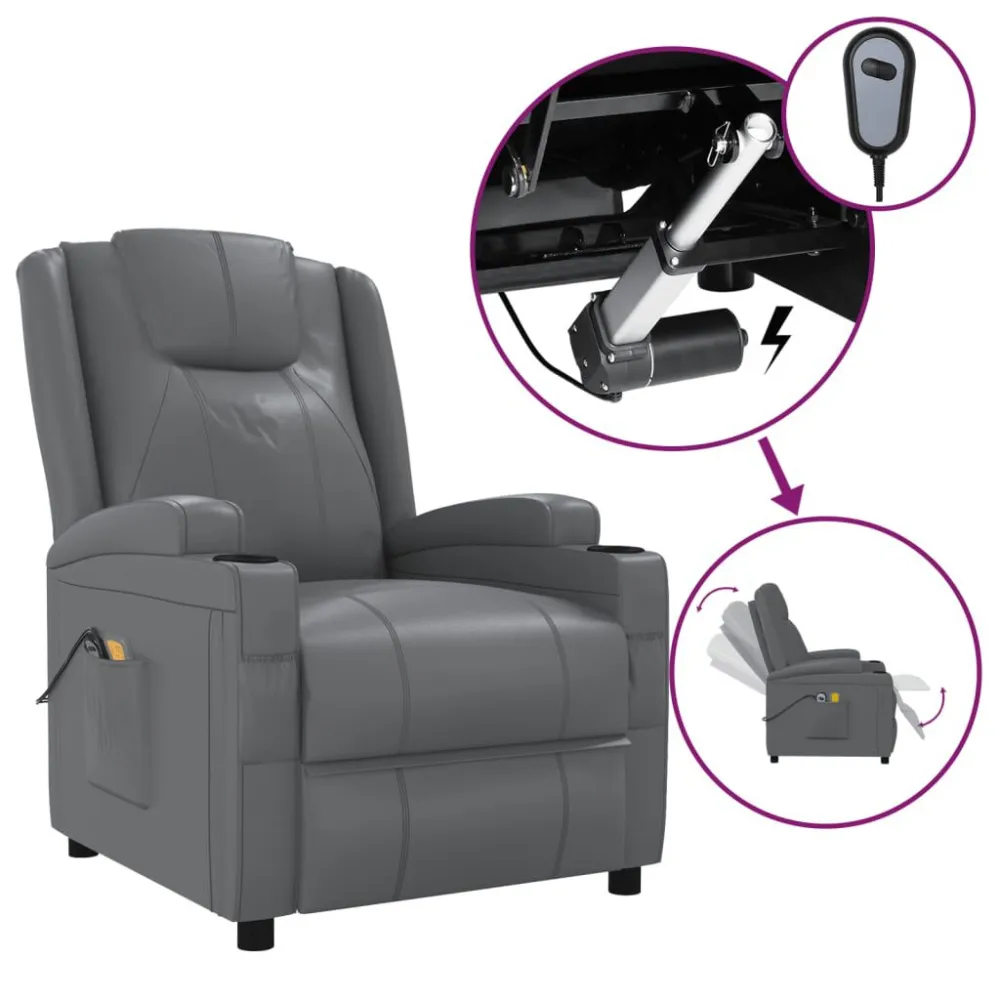 Poltrona Massaggiante Elettrica Antracite Similpelle