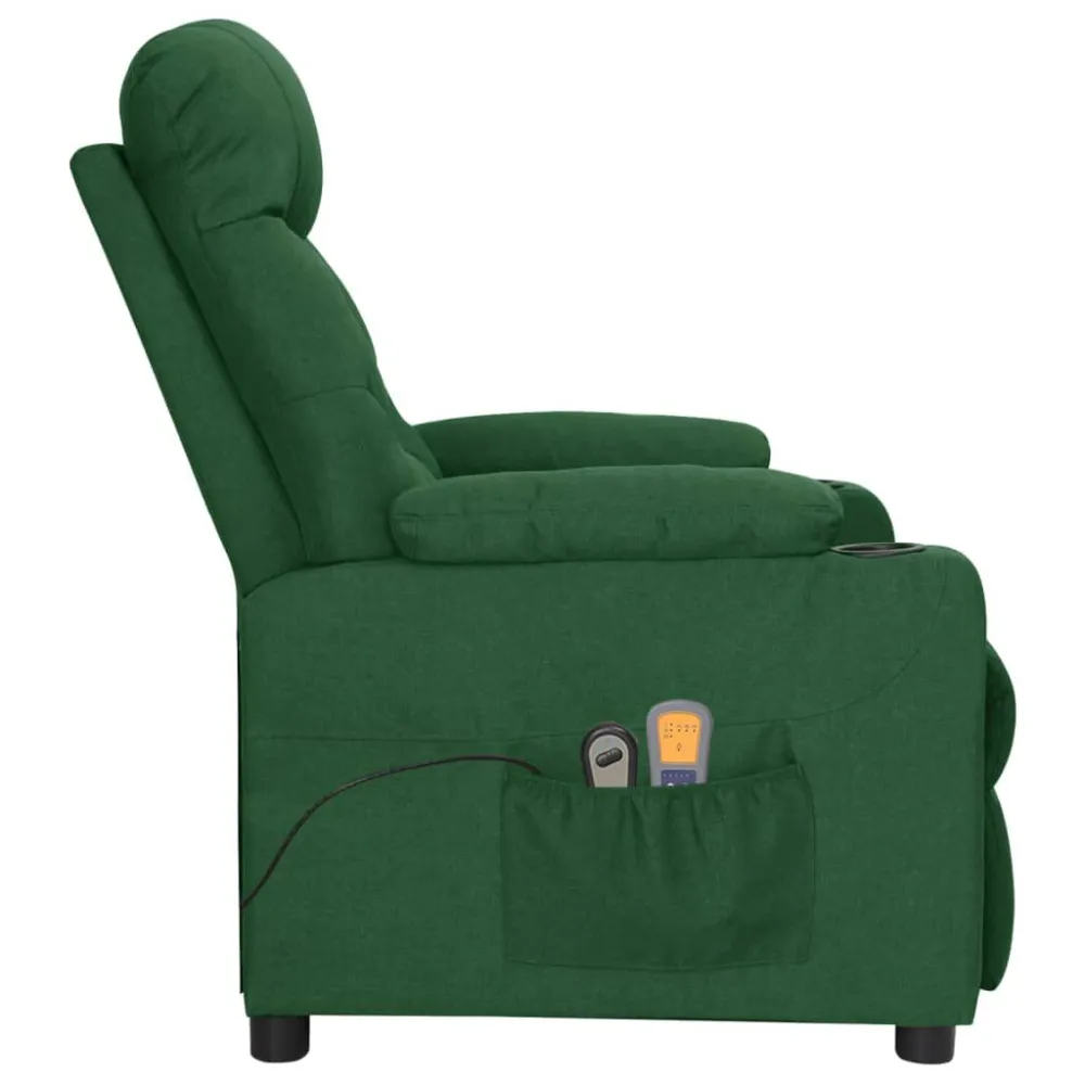 Poltrona Massaggiante Elettrica Verde Scuro Tessuto