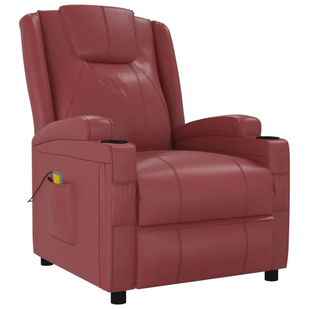 Poltrona Massaggiante Rosso Vino Similpelle