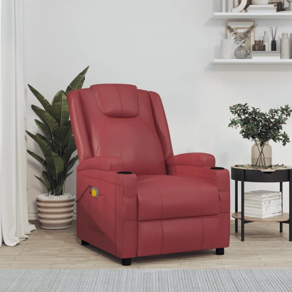 Poltrona Massaggiante Rosso Vino Similpelle