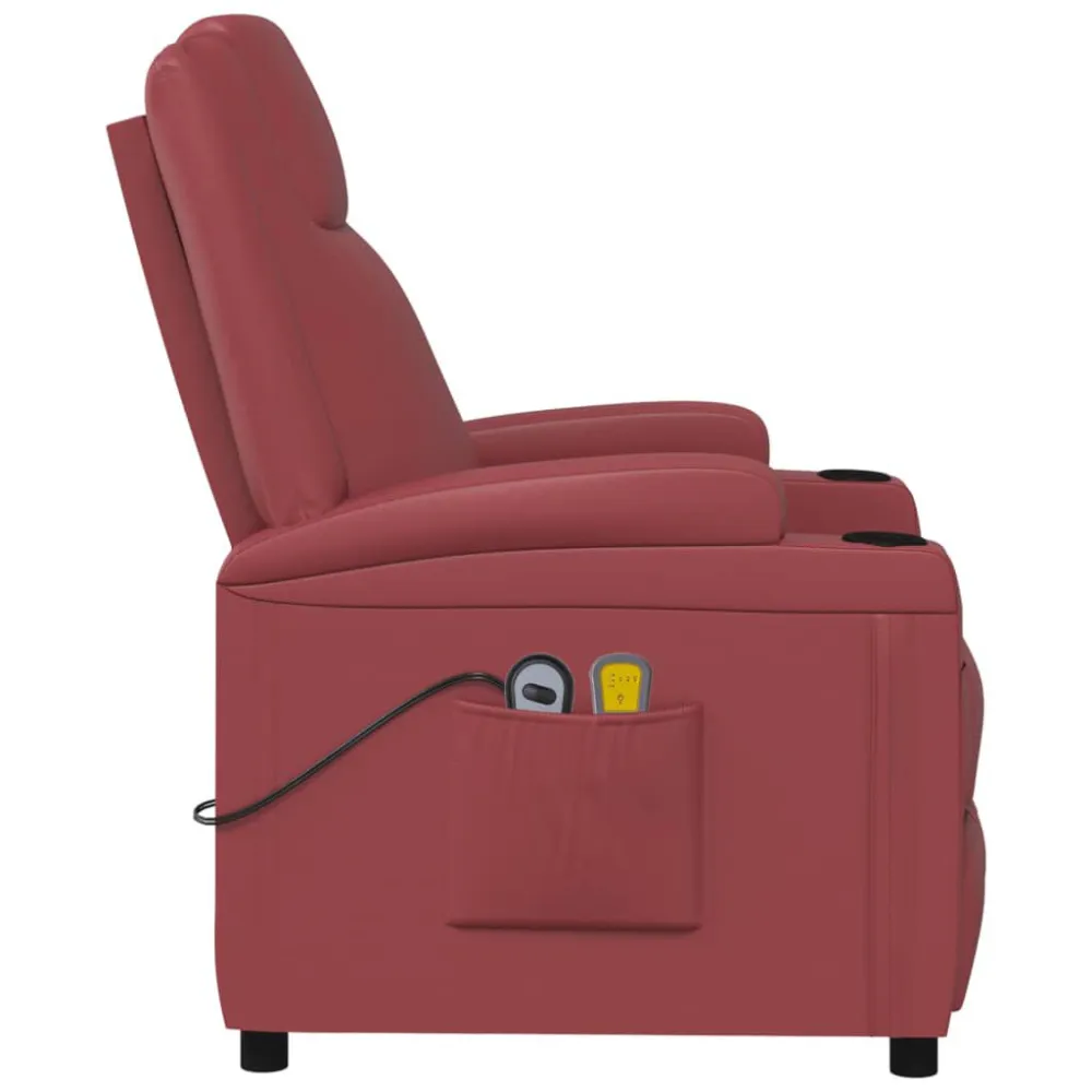 Poltrona Massaggio Elettrica Rosso Vino Similpelle