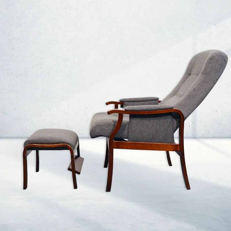 Poltrona Lena con sgabello - Grigio