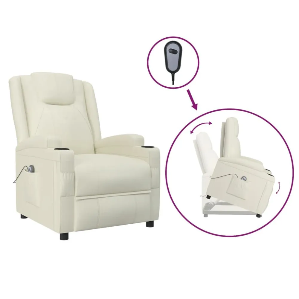 Poltrona Alzapersona Crema Similpelle
