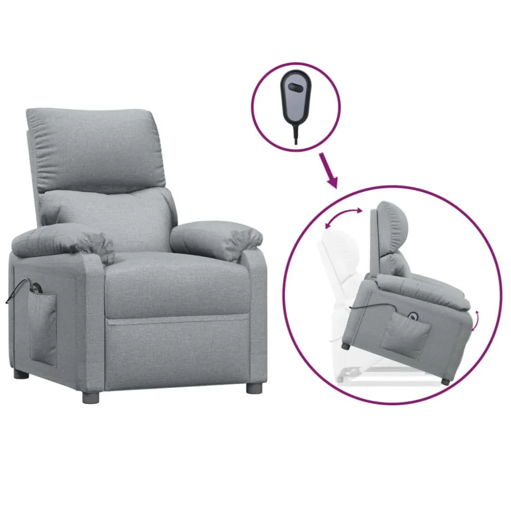 Poltrona Alzapersona Grigio Chiaro Tessuto