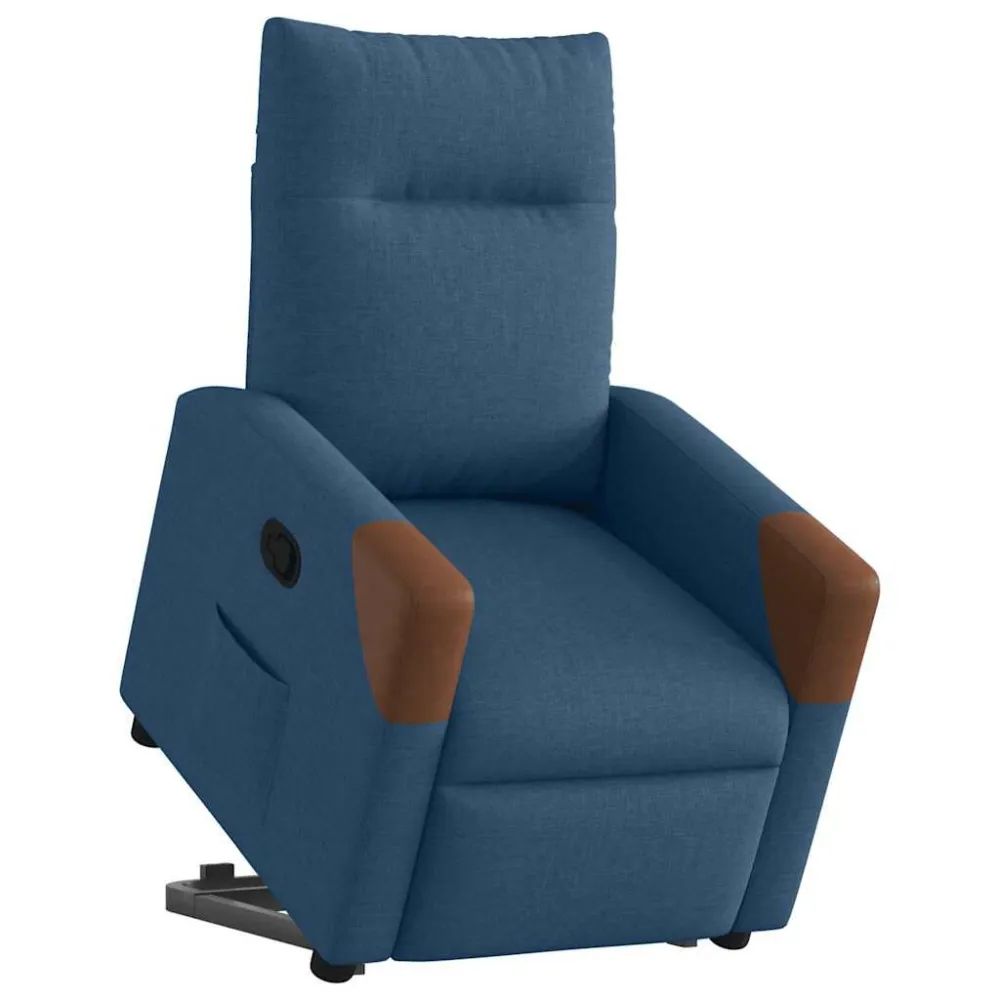 Poltrona Alzapersona Reclinabile Blu Tessuto
