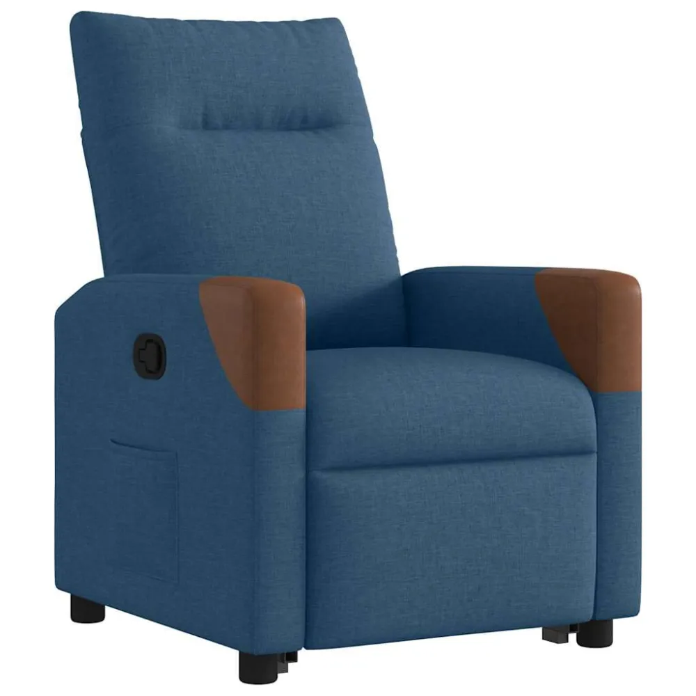 Poltrona Alzapersona Reclinabile Blu Tessuto