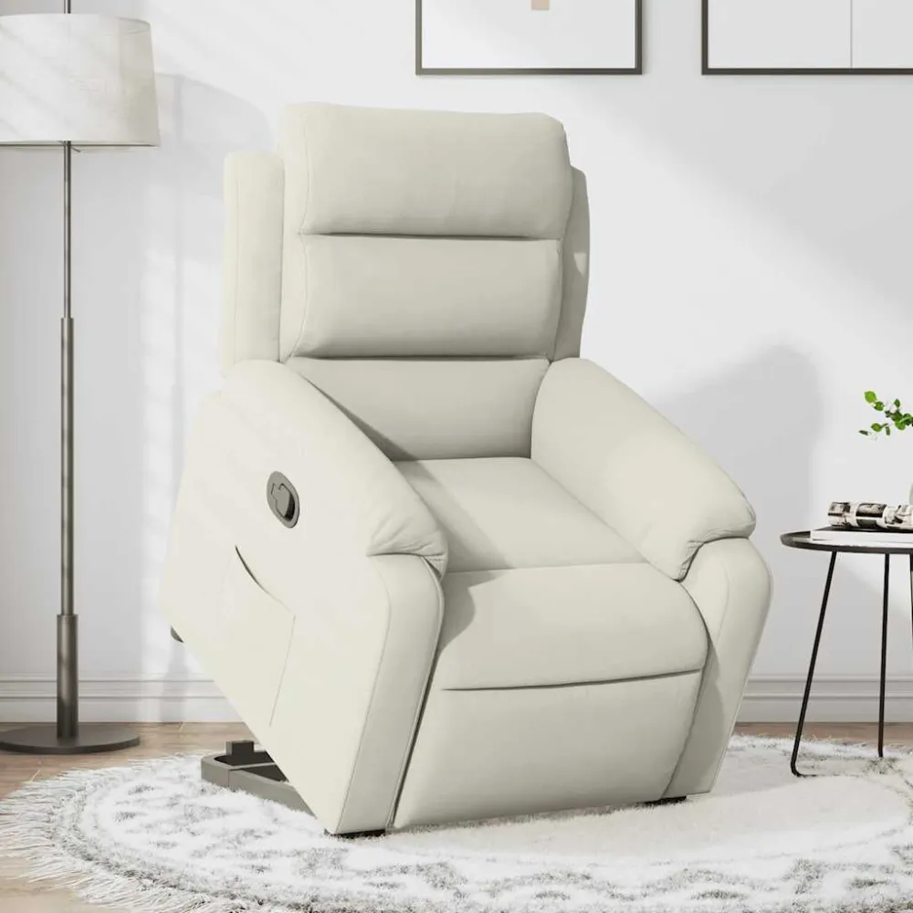 Poltrona Alzapersona Reclinabile Crema Velluto