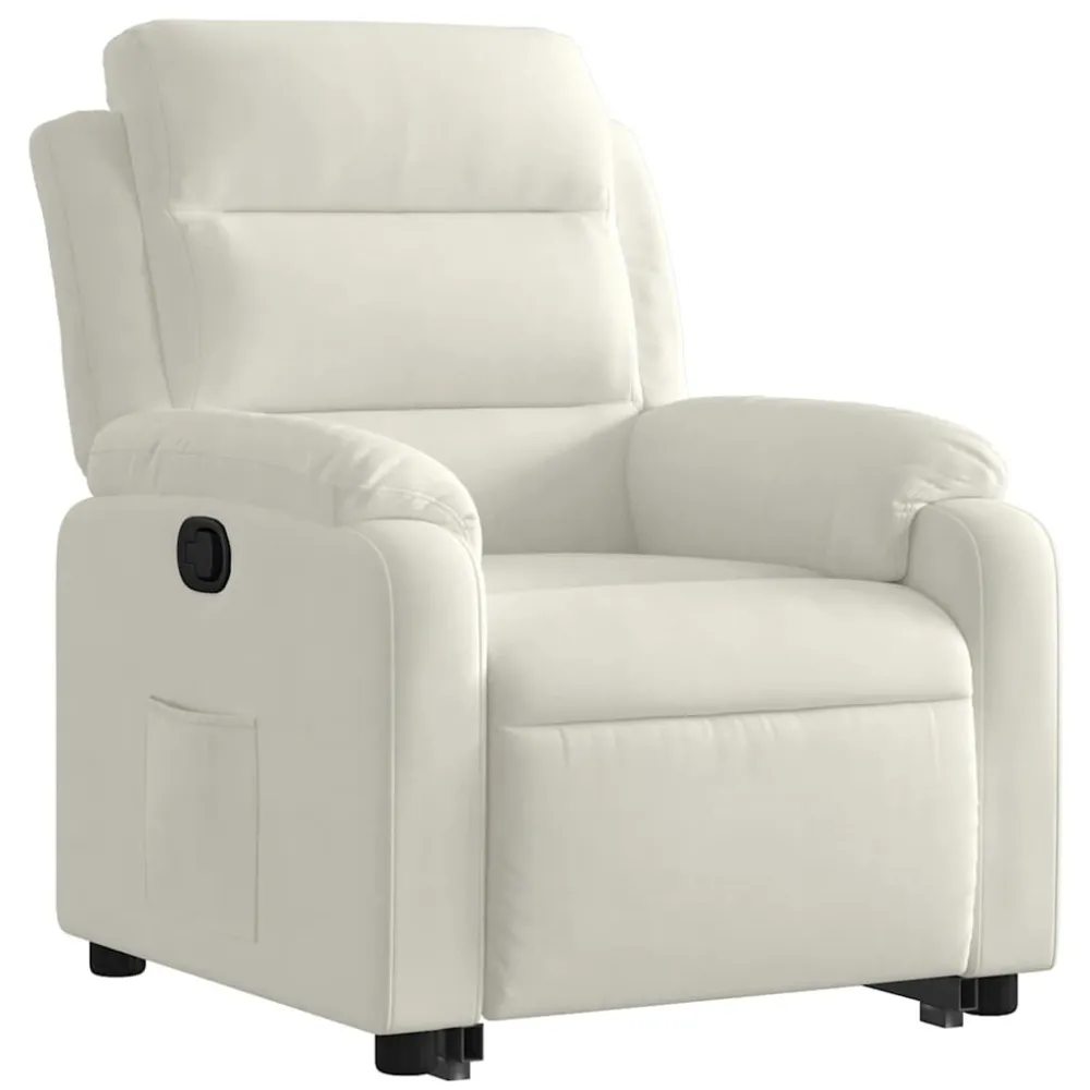 Poltrona Alzapersona Reclinabile Crema Velluto