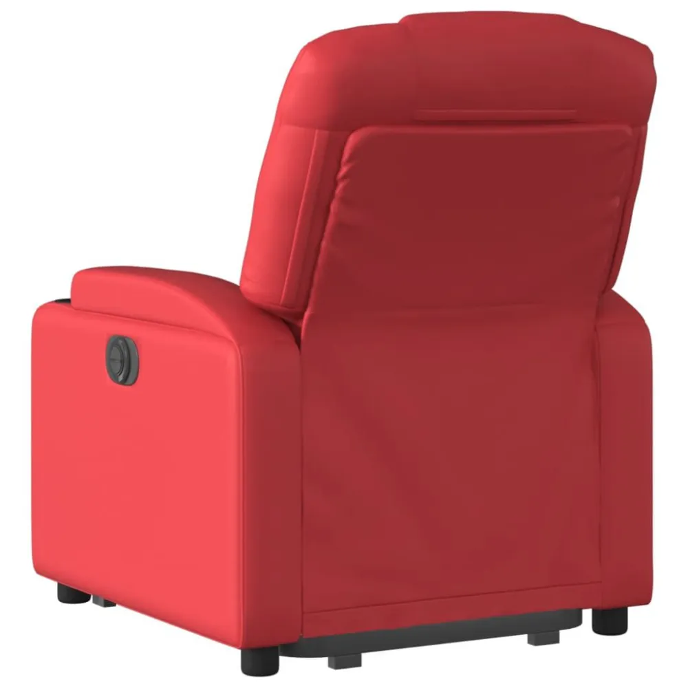 Poltrona Alzapersona Reclinabile Elettrica Rossa Similpelle