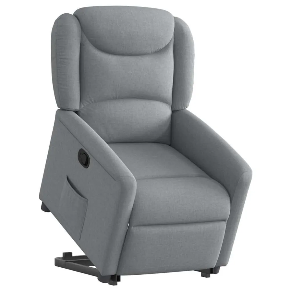 Poltrona Alzapersona Reclinabile Grigio Chiaro Tessuto