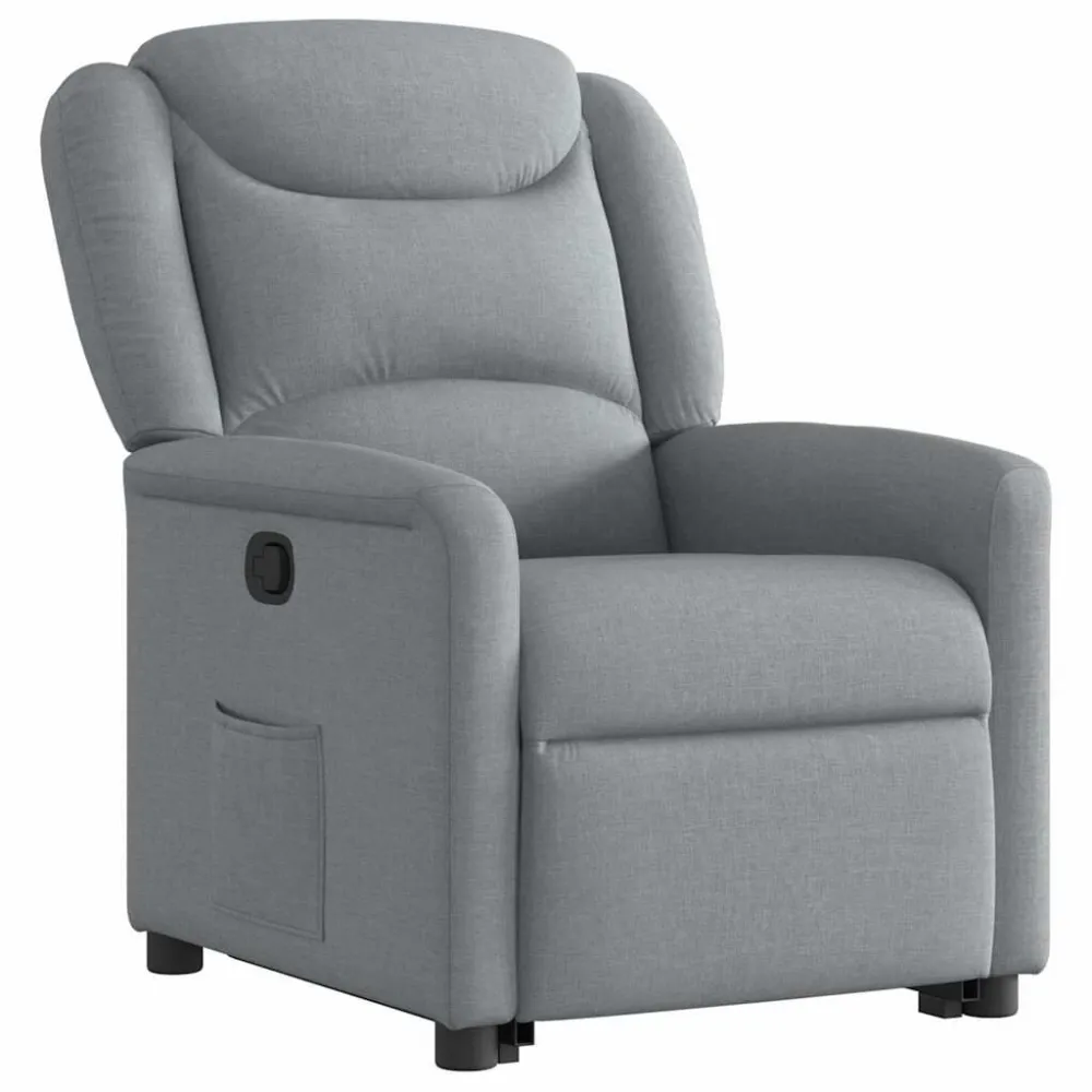 Poltrona Alzapersona Reclinabile Grigio Chiaro Tessuto