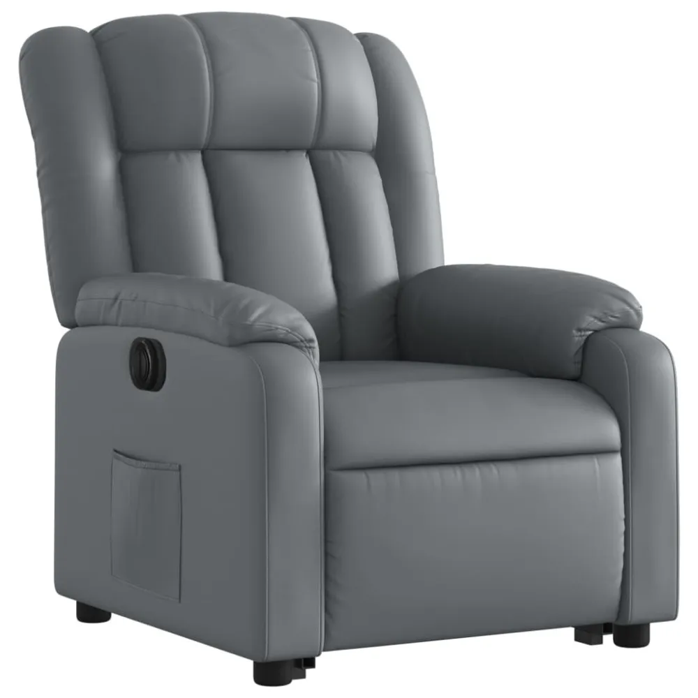 Poltrona Alzapersona Reclinabile Grigio Similpelle
