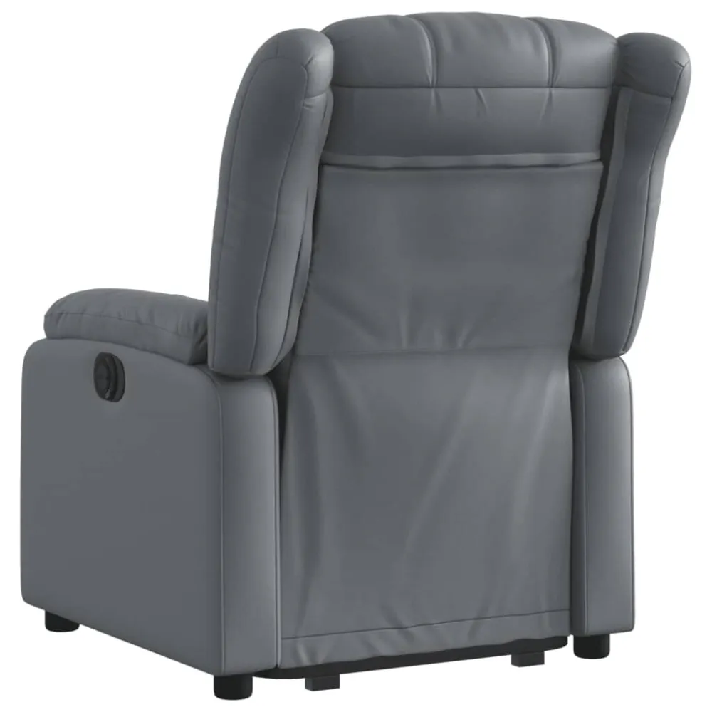 Poltrona Alzapersona Reclinabile Grigio Similpelle