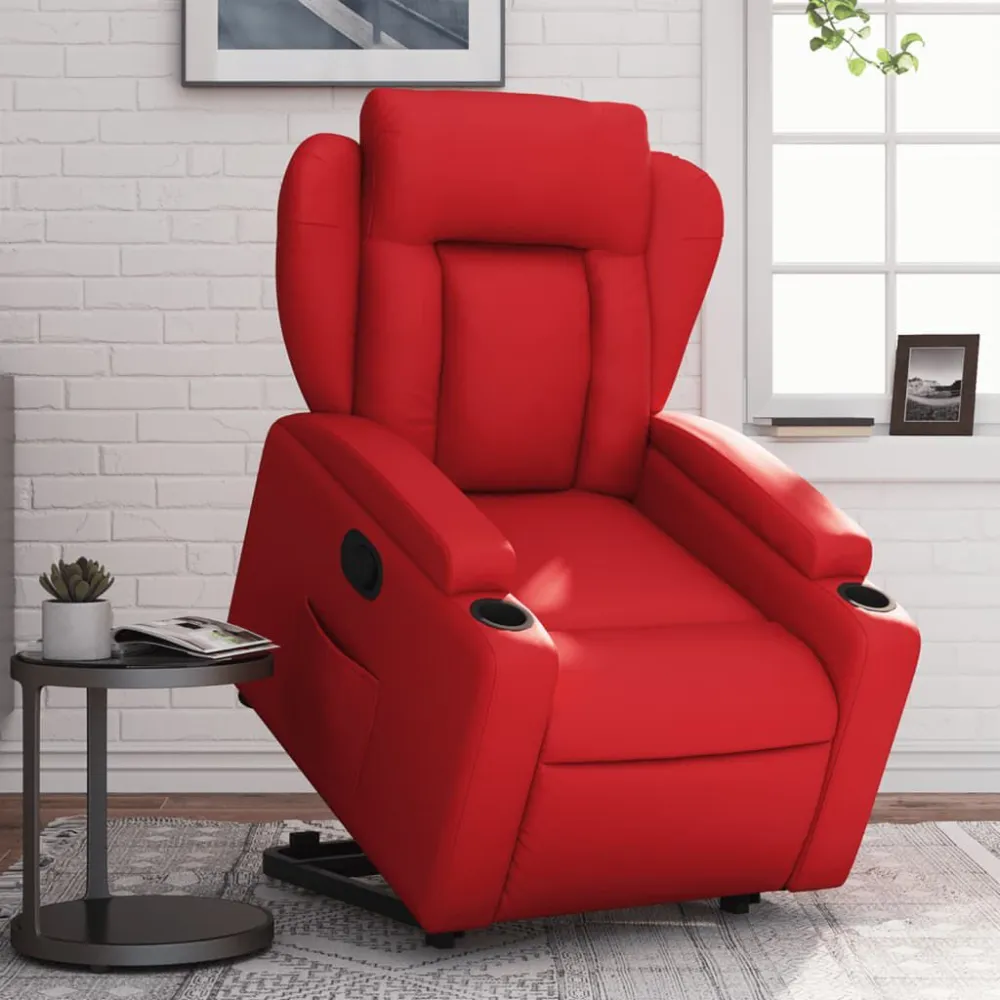 Poltrona Alzapersona Reclinabile Rosso Similpelle