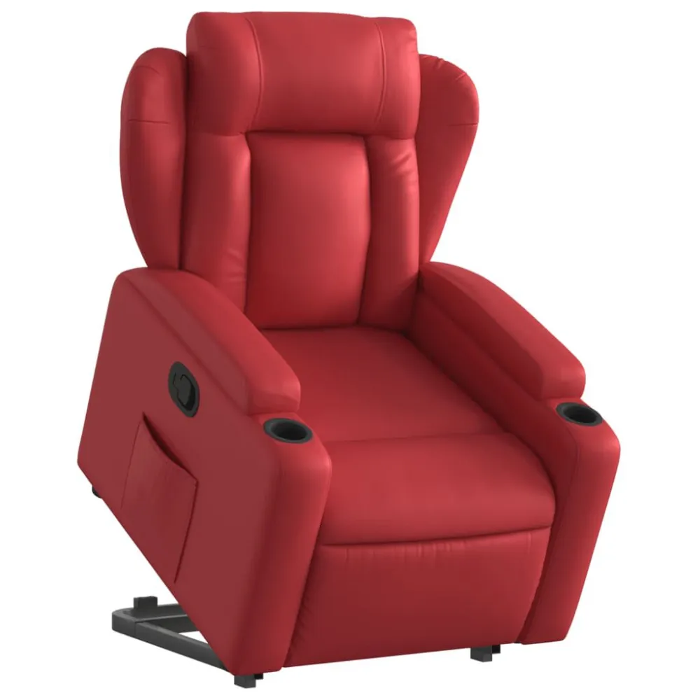 Poltrona Alzapersona Reclinabile Rosso Similpelle