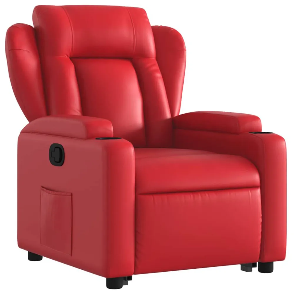 Poltrona Alzapersona Reclinabile Rosso Similpelle
