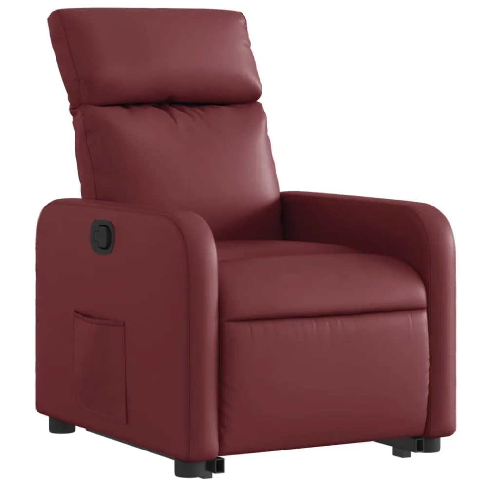 Poltrona Alzapersona Reclinabile Rosso Vino Similpelle