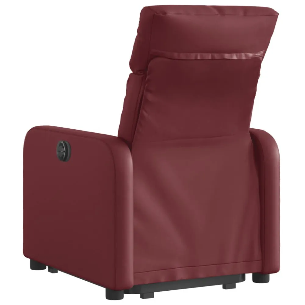 Poltrona Alzapersona Reclinabile Rosso Vino Similpelle