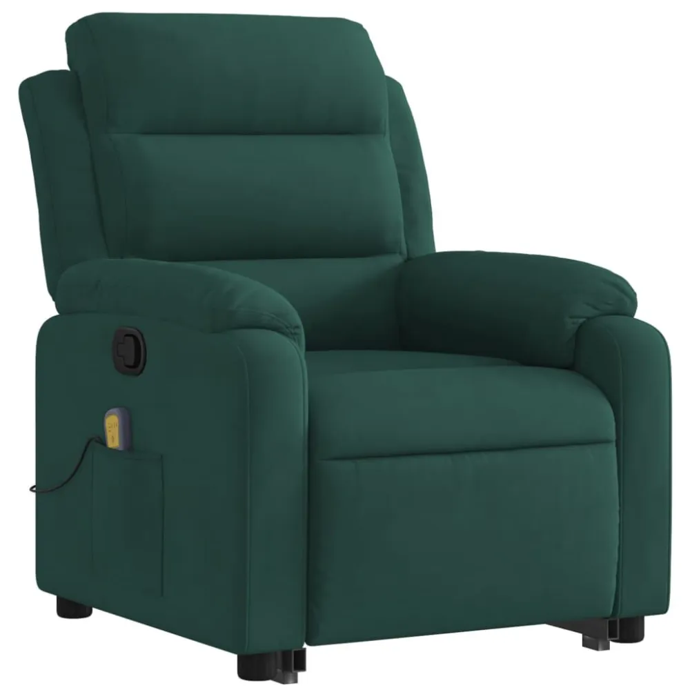 Poltrona Alzapersona Reclinabile Verde Scuro Velluto