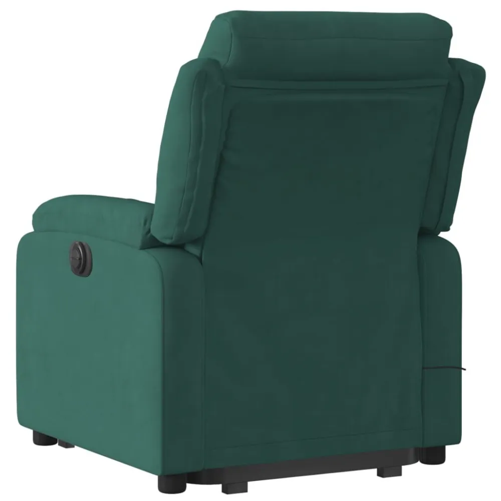 Poltrona Alzapersona Reclinabile Verde Scuro Velluto