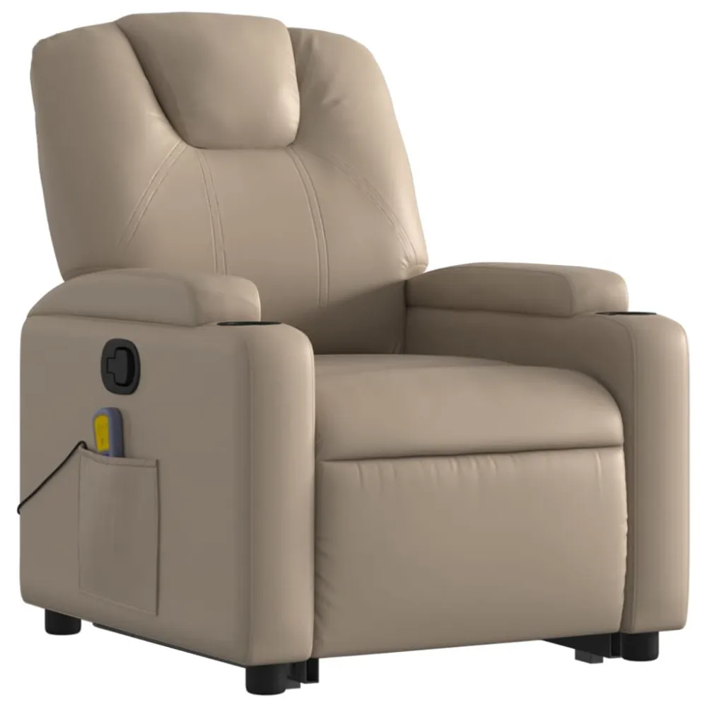 Poltrona Alzapersone Massaggi Reclinabile Cappuccino Similpelle