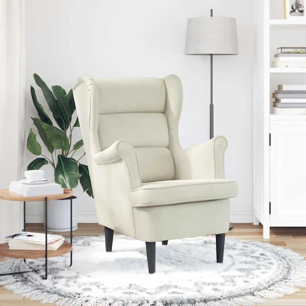 Poltrona Bianco Crema Velluto