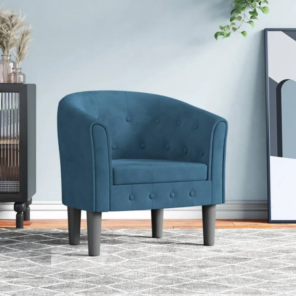 Poltrona Cabriolet Blu Scuro Velluto