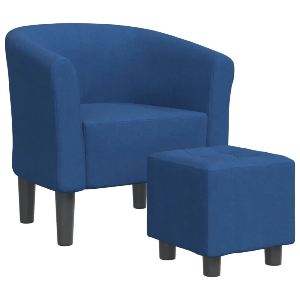 Poltrona Cabriolet con Poggiapiedi Blu Tessuto