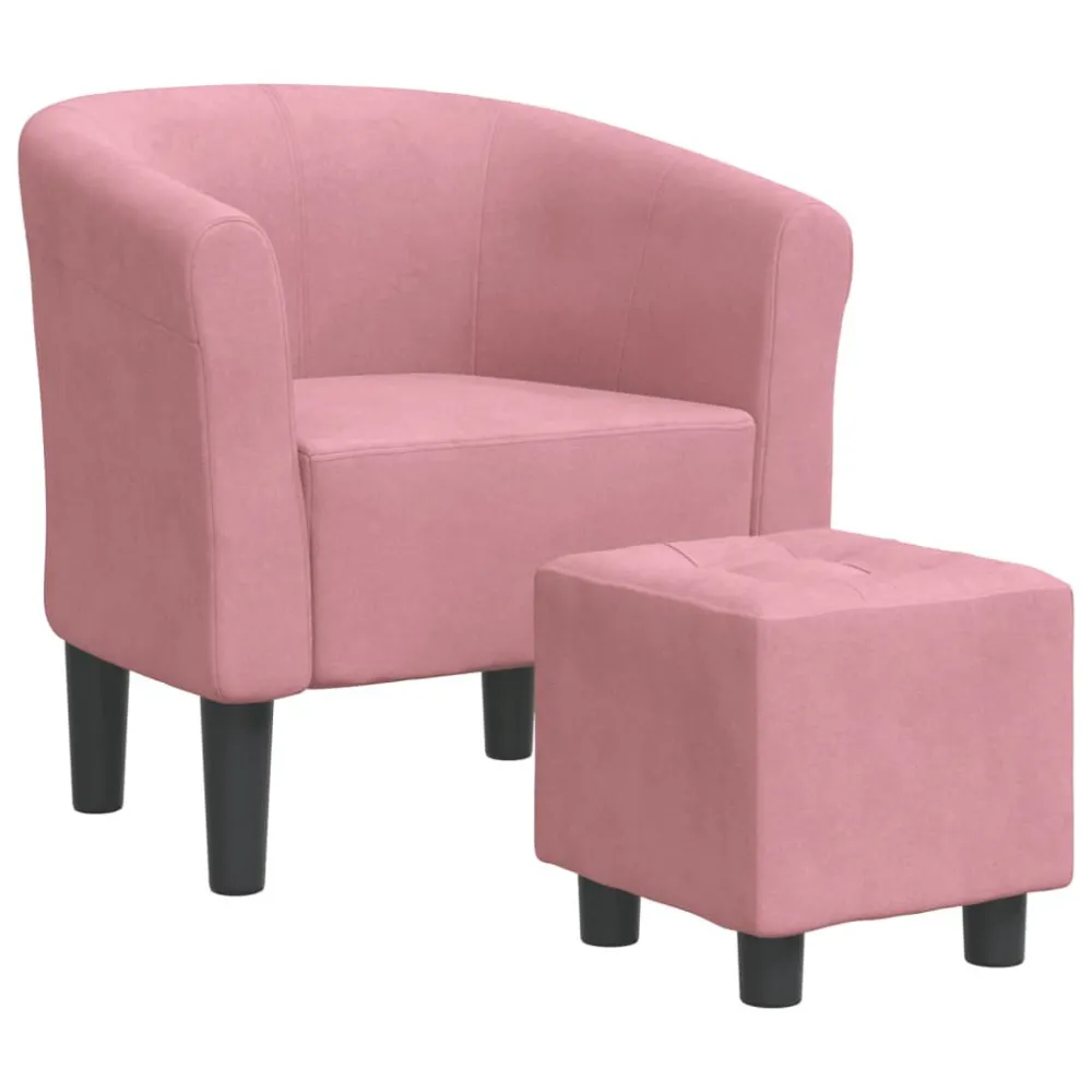 Poltrona Cabriolet con Poggiapiedi Rosa Velluto