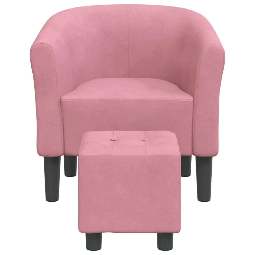 Poltrona Cabriolet con Poggiapiedi Rosa Velluto