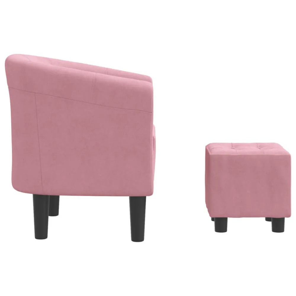 Poltrona Cabriolet con Poggiapiedi Rosa Velluto