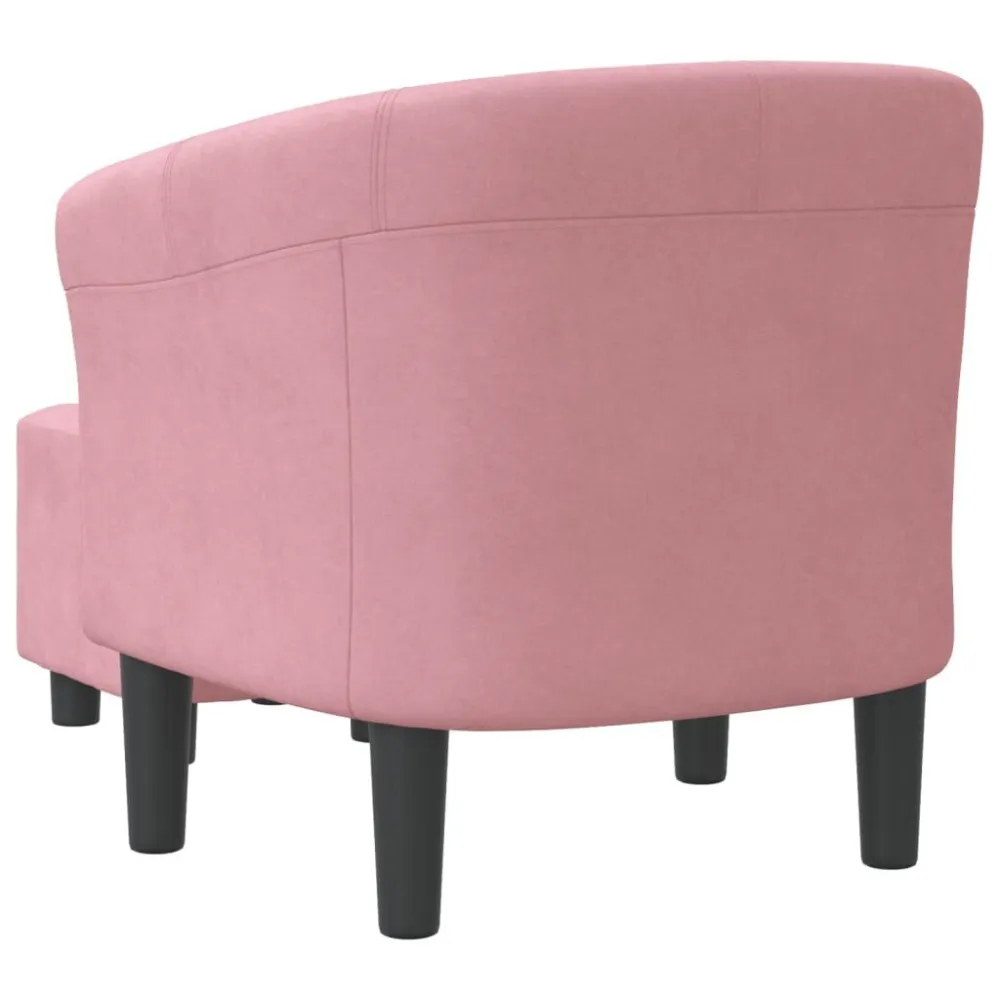 Poltrona Cabriolet con Poggiapiedi Rosa Velluto