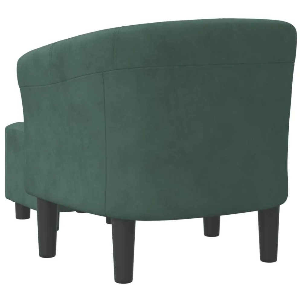 Poltrona Cabriolet con Poggiapiedi Verde Scuro Velluto