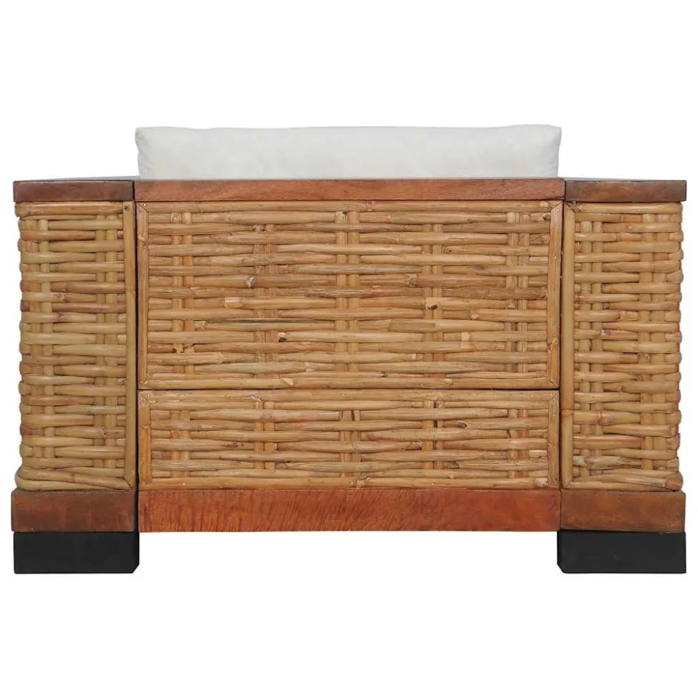 Poltrona con Cuscini Marrone Rattan Naturale