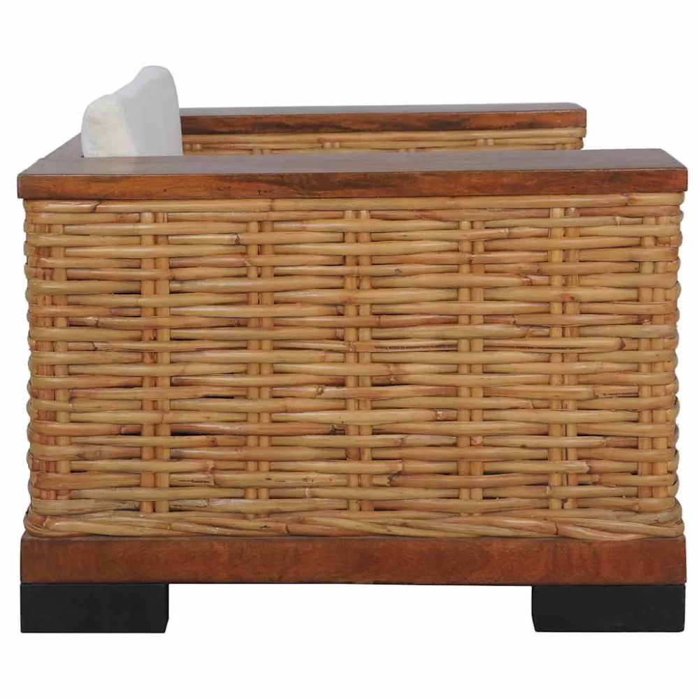 Poltrona con Cuscini Marrone Rattan Naturale