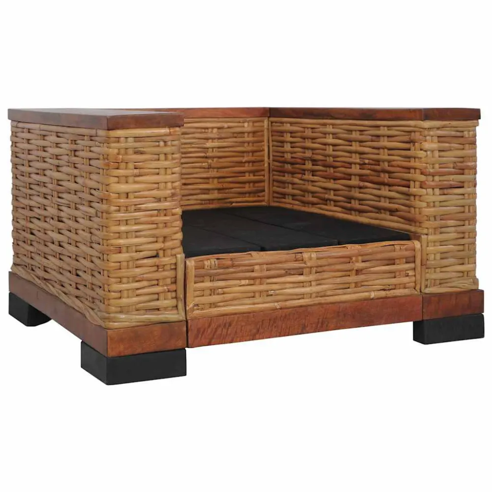 Poltrona con Cuscini Marrone Rattan Naturale