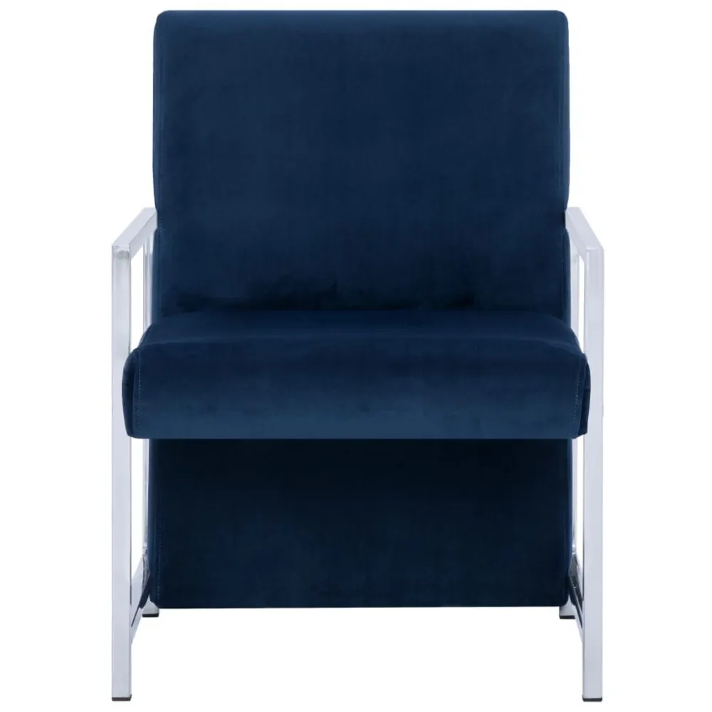 Poltrona con Piedini Cromati Blu Velluto
