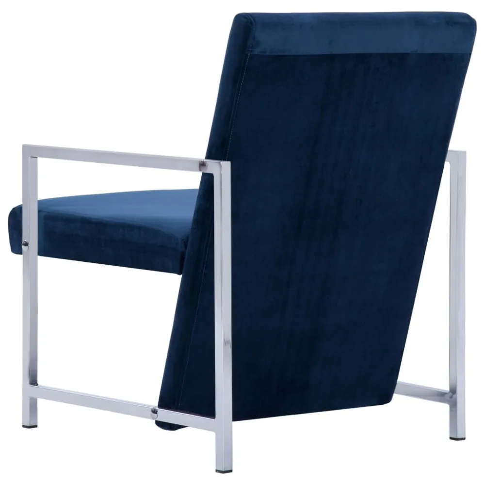 Poltrona con Piedini Cromati Blu Velluto