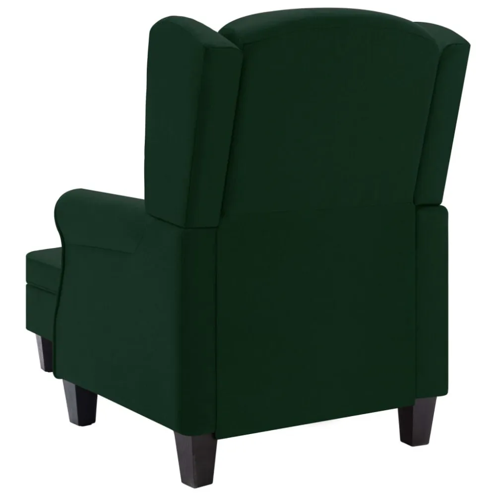 Poltrona con Poggiapiedi Verde Scuro Tessuto