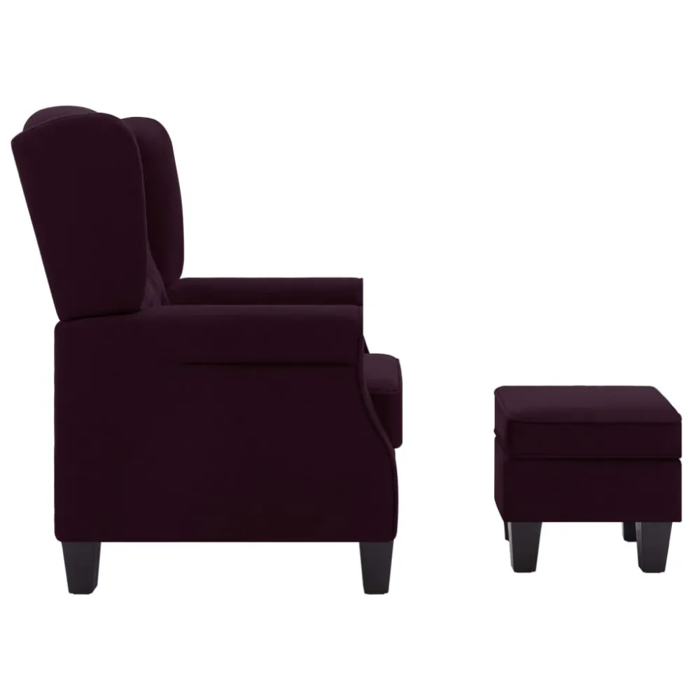 Poltrona con Poggiapiedi Viola Tessuto
